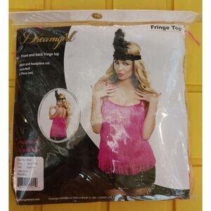 NEW Dreamgirl Neon Pink Flapper Girl Style Fringe Tank‎ Top, Medium
